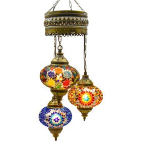 Lampe de mosaïque pendant authentique, 3 pendentifs