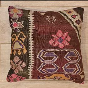 Turkish Cushion - Claret Red and Green