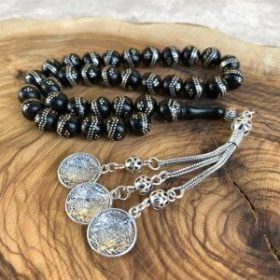 Silver Embroidered Oltu Rosary