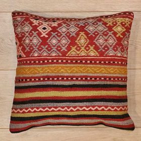 Turkish Cushion - Red Pillow with Black Stripes