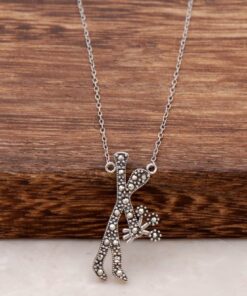 Srebrna ogrlica iz kamna iz markazita iz zaljubljenega cvetja 429