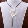 Allah Name Design Long Silver Necklace 3435