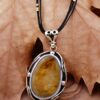 Amber Stone Handmade Silver Necklace 6747