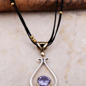 Amethyst Handmade Drop Silver Necklace 6906
