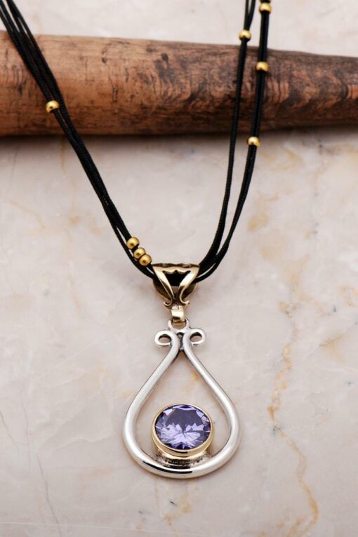Amethyst Handmade Drop Silver Necklace 6906