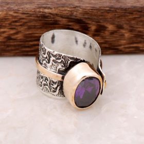 Amethyst Zirkon Design Handmade Silver Ring 2647
