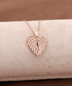Strieborný náhrdelník Angel Wing Heart Rose 3661