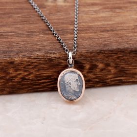 Antique Coin Design Handmade Silver Long Chain Necklace 3949