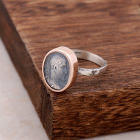 Antik érme kézzel készített ezüst gyűrű 2577
