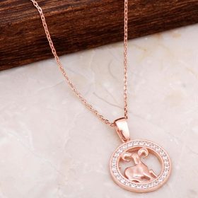 Aries Zodiac Rose Silver Necklace 6685