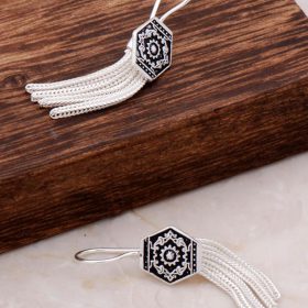 Assyrian Motif Handmade Shaking Silver Earring 4914