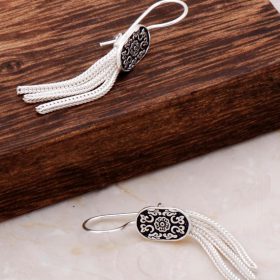 Assyrian Motif Handmade Silver Dangling Earrings 4912