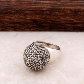 Αυθεντικό ασημένιο δαχτυλίδι με μαρκασίτη πέτρα 79