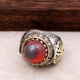 Authentic Sterling Silver Ring With Lal Stone 212