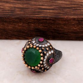प्राकृतिक पत्थर के साथ प्रामाणिक स्टर्लिंग चांदी की अंगूठी 27