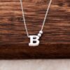 B Letter Design Silver Necklace 3795
