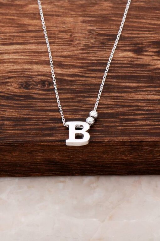 B Letter Design Silver Necklace 3795