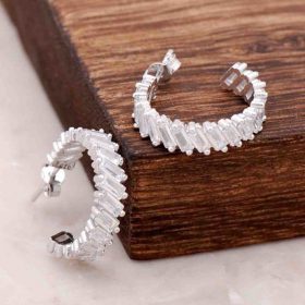 Baguette Design Silver Ring Earrings 4080