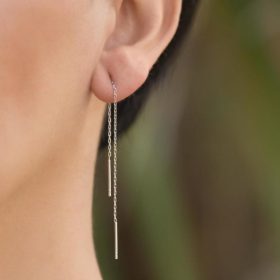 Stick Chain Silver Earrings 4881