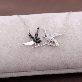 Bird on Branch Design Silver Necklace 3791