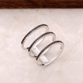 Black Sapphire Zirkon Design Silver Ring 1058