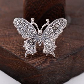 Butterfly Design Marcasite hopearengas 2438