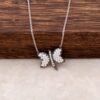 Butterfly Design Rhodium Silver Necklace 2875