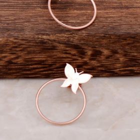 Butterfly Design Rose silver Hoop Earrings 4576