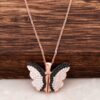 Butterfly Design Rose Silver Necklace 2850