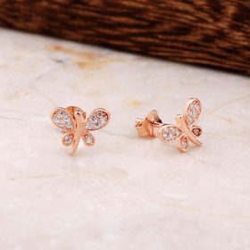 Butterfly Rose Silver Earrings 4804