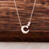 C Letter Design Rose Silver Necklace 3796