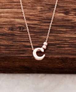 C Letter Design Rose sølv halskæde 3796