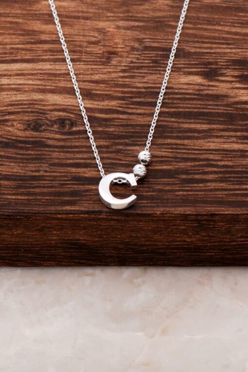 C Letter Design Silver Necklace 3797