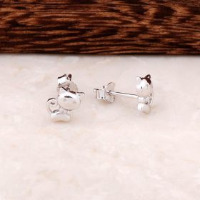 Cat Design Handmade Silver Earrings 4329