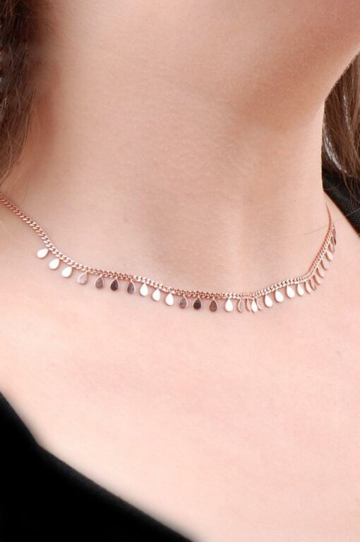 Gargantilla Collar con diseño de gota de plata rosa 6468