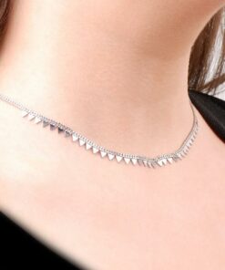 Choker Triangle Sequin Design Silver Necklace 6476