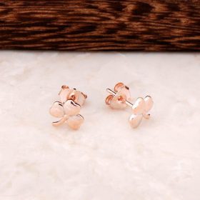 Clover Leaf Rose Silver Earrings 4336