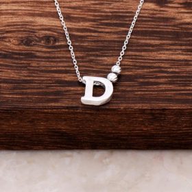 D Letter Design Silver Necklace 3801