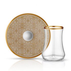 Ensemble de verre à thé en or ottoman derviche (12 pièces)