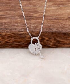 Design Lock Rhodium Silver Necklace 4114