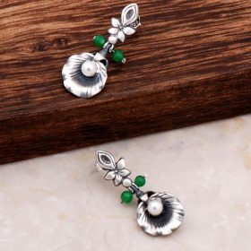 Design Pearl Zirkon Flower Silver Earrings 4782