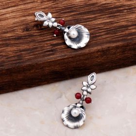 Design Pearl Zirkon Flower Silver Earring 4783