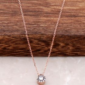 Diamond Mounted Ros Silver Necklace 965