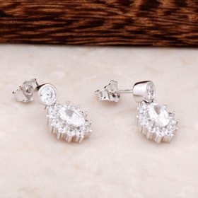 Diamond Mounted Silver Earring 4367