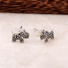 Dog Design Silver Earrings 4535