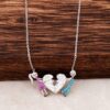 Double Lovers Heart Design Silver Necklace 3606