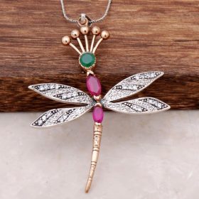 Dragonfly Design Silver Necklace 80