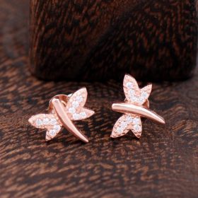 Dragonfly Rose Silver Earrings 2360