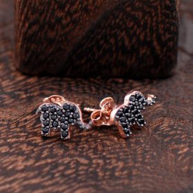 Elephant Design Rose Silver Earring 2427