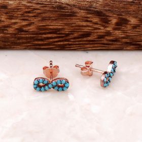 Eternity Rose Silver Earring With Turquoise Stone 1053